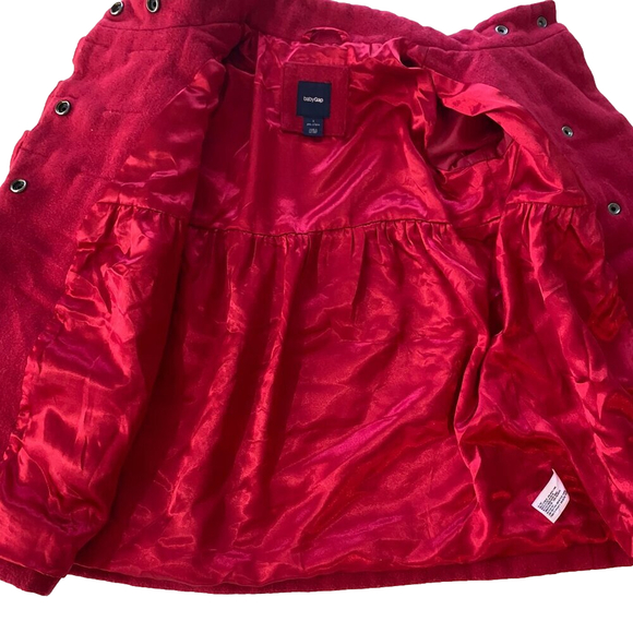 Baby Gap Red Girls Peacoat 3y with bow detail wool mix - Picture 4 of 7